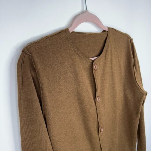 Lemaire Twisted Scarf Cardigan Sweater Hazelnut Brown Wool Blend Layered Medium - Picture 9 of 15